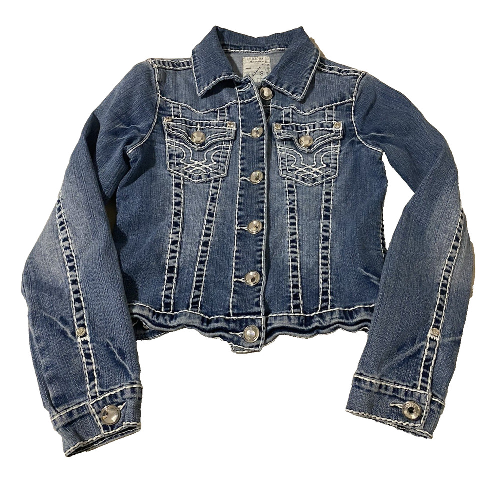 LA Idol Womens Jean Jacket Size Small Denim Western Cowgirl Jeweled Buttons